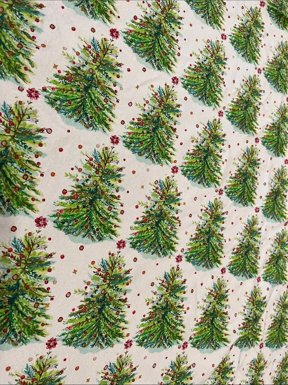 Pioneer Woman Vtg Style Christmas Tree Print 70” Round Tablecloth Soft Print
